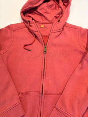 Carhartt Pink Full Zip Hoodie Women's Small (4-6) Embroidered Logo Sweatshirt